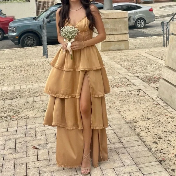 V. Chapman Desert Tan Layered Dress - Picture 8 of 12